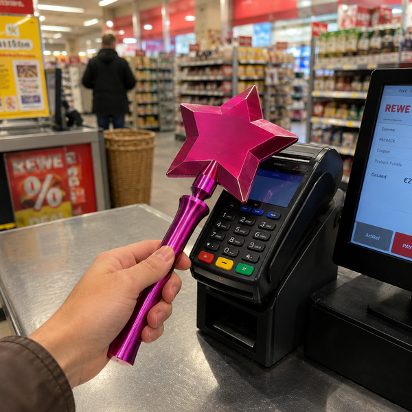 Kid paying with MagicPay wand